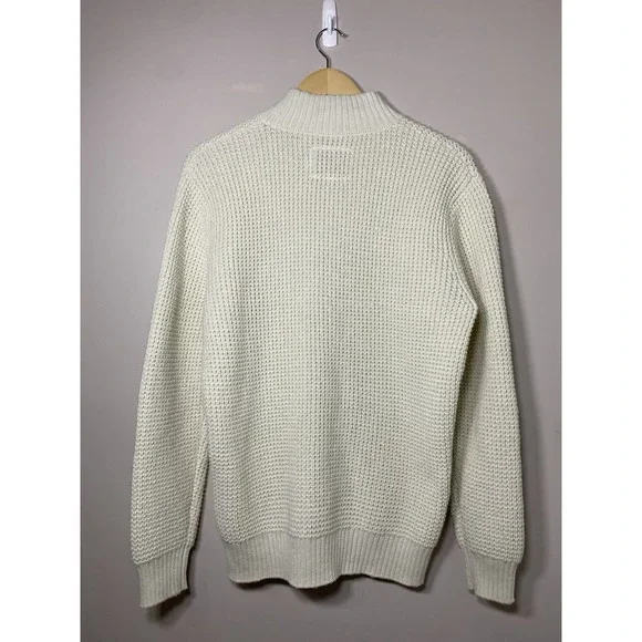Long Wharf Supply Co. Waffle Knit Fishermans Quarter Zip Sweater Mens SMALL - Picture 2 of 4